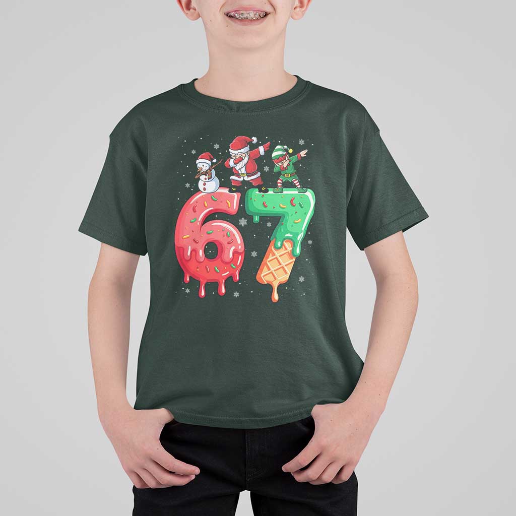 67 Six Seven Christmas T Shirt For Kid Funny Dabbing Santa Elf Friends 6 7 Meme Gen Alpha Slang - Wonder Print Shop