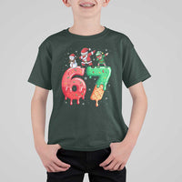 67 Six Seven Christmas T Shirt For Kid Funny Dabbing Santa Elf Friends 6 7 Meme Gen Alpha Slang - Wonder Print Shop