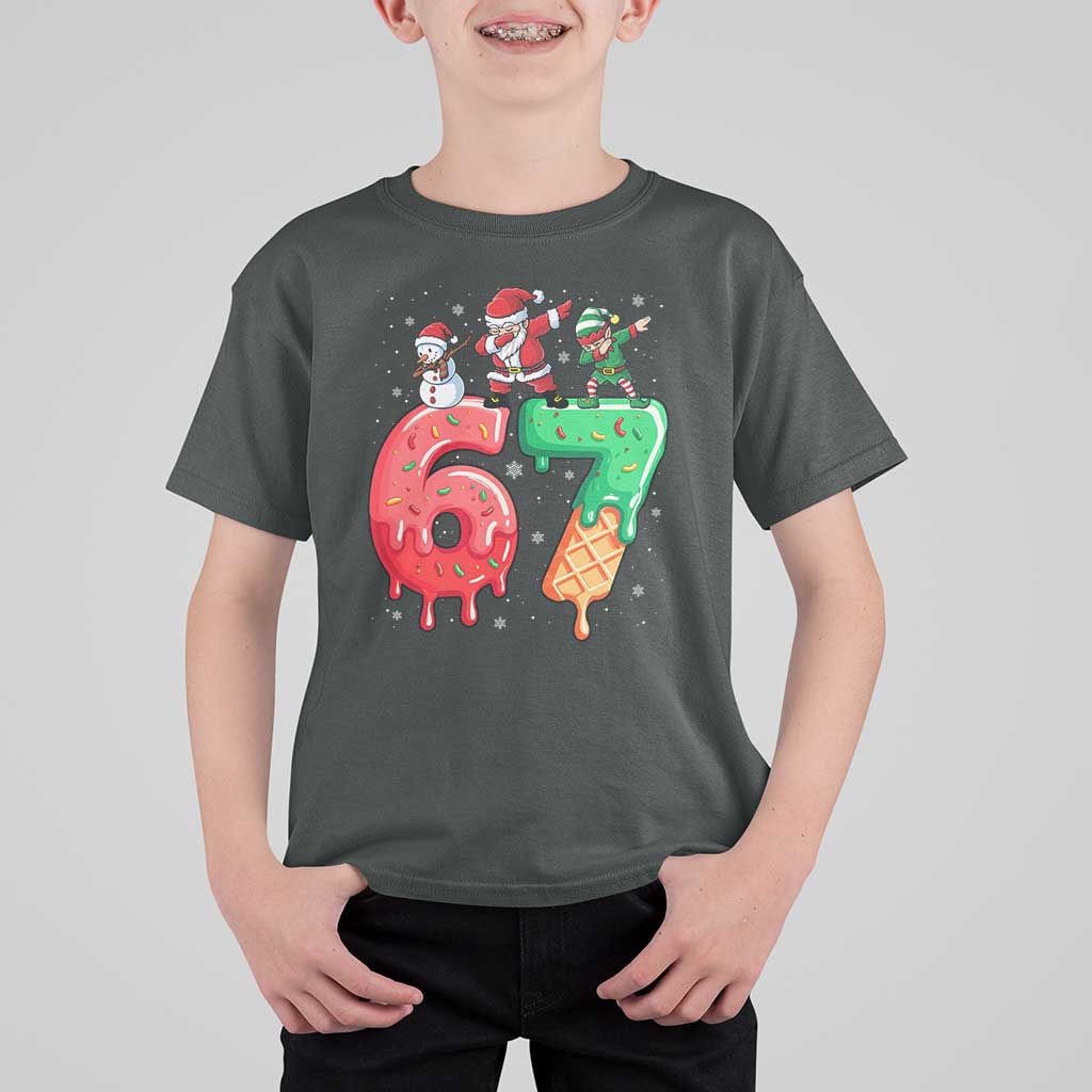 67 Six Seven Christmas T Shirt For Kid Funny Dabbing Santa Elf Friends 6 7 Meme Gen Alpha Slang - Wonder Print Shop