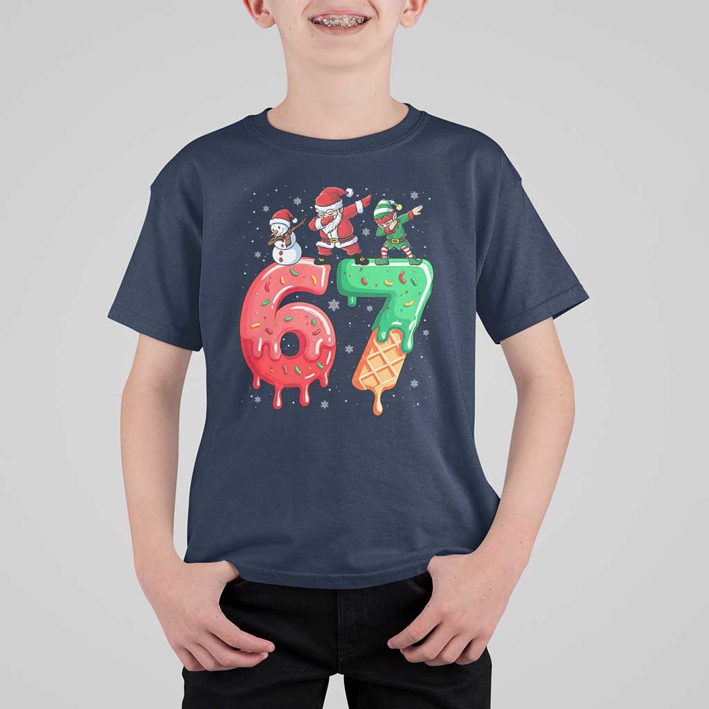 67 Six Seven Christmas T Shirt For Kid Funny Dabbing Santa Elf Friends 6 7 Meme Gen Alpha Slang - Wonder Print Shop