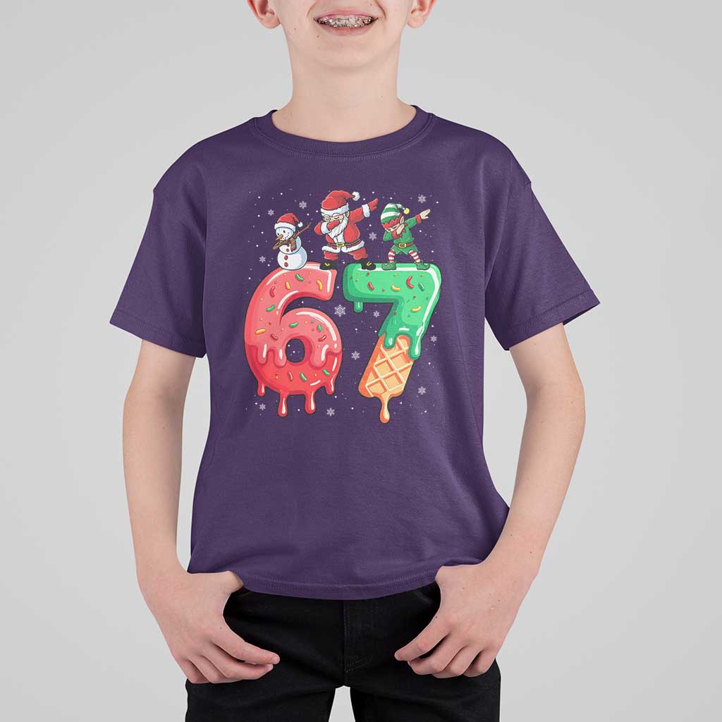 67 Six Seven Christmas T Shirt For Kid Funny Dabbing Santa Elf Friends 6 7 Meme Gen Alpha Slang - Wonder Print Shop