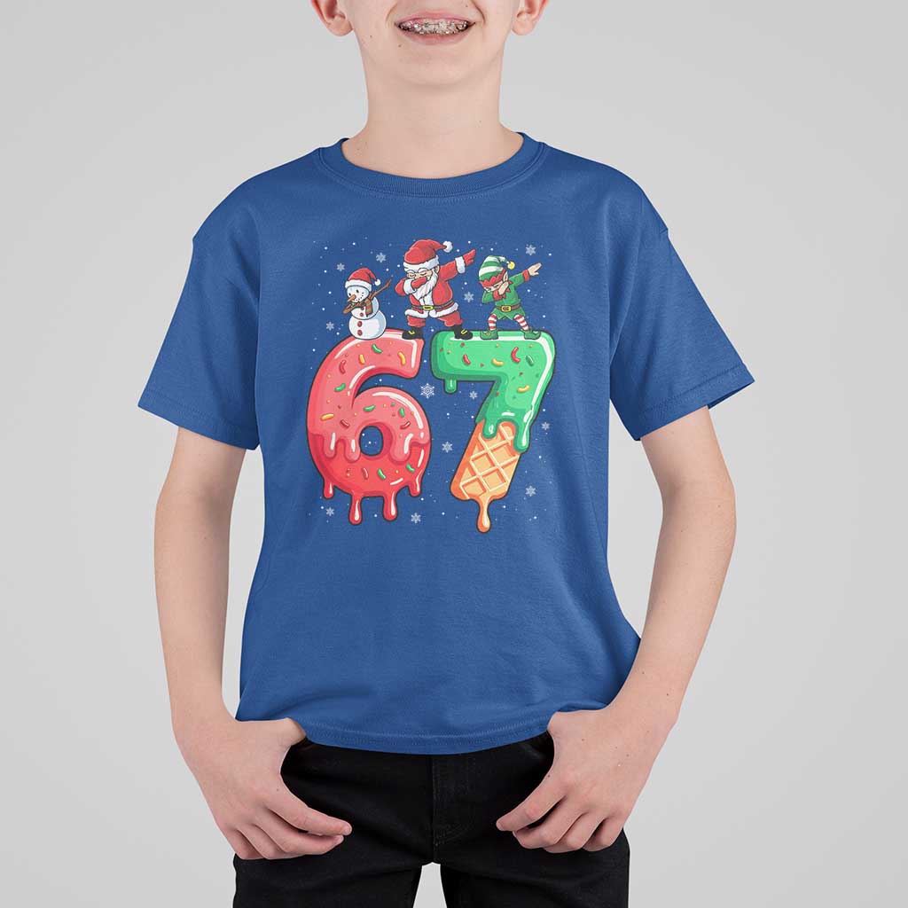 67 Six Seven Christmas T Shirt For Kid Funny Dabbing Santa Elf Friends 6 7 Meme Gen Alpha Slang - Wonder Print Shop
