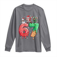 67 Six Seven Christmas Long Sleeve Shirt Funny Dabbing Santa Elf Friends 6 7 Meme Gen Alpha Slang - Wonder Print Shop