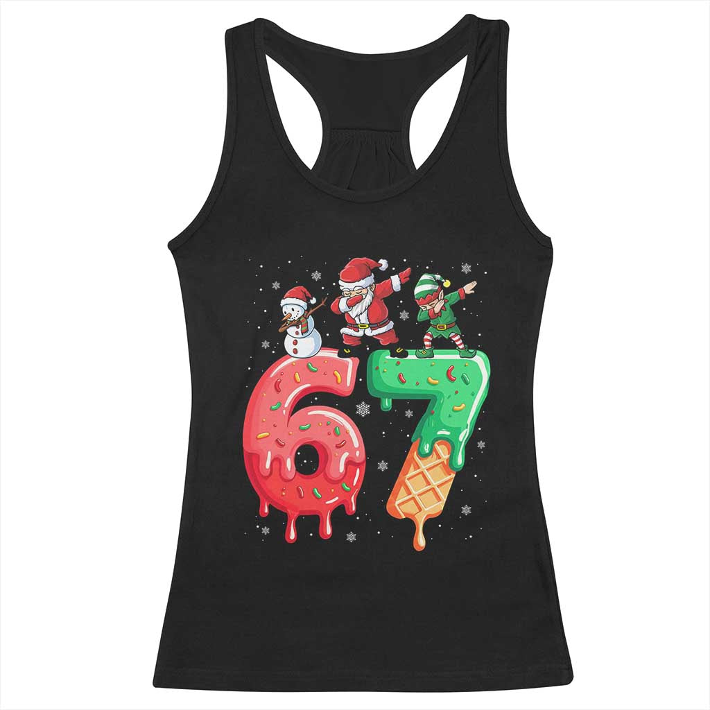 67 Six Seven Christmas Racerback Tank Top Funny Dabbing Santa Elf Friends 6 7 Meme Gen Alpha Slang - Wonder Print Shop