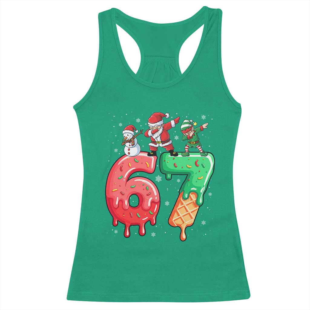 67 Six Seven Christmas Racerback Tank Top Funny Dabbing Santa Elf Friends 6 7 Meme Gen Alpha Slang - Wonder Print Shop