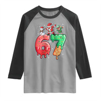 67 Six Seven Christmas Raglan Shirt Funny Dabbing Santa Elf Friends 6 7 Meme Gen Alpha Slang - Wonder Print Shop