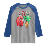 67 Six Seven Christmas Raglan Shirt Funny Dabbing Santa Elf Friends 6 7 Meme Gen Alpha Slang - Wonder Print Shop