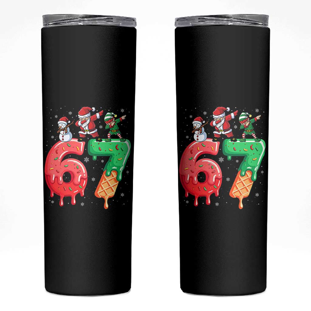 67 Six Seven Christmas Skinny Tumbler Funny Dabbing Santa Elf Friends 6 7 Meme Gen Alpha Slang - Wonder Print Shop