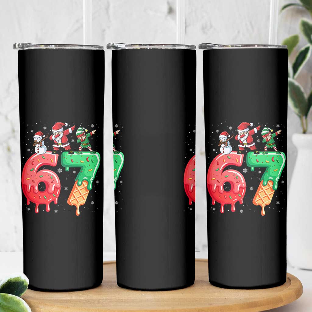 67 Six Seven Christmas Skinny Tumbler Funny Dabbing Santa Elf Friends 6 7 Meme Gen Alpha Slang - Wonder Print Shop