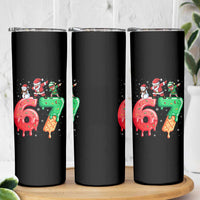 67 Six Seven Christmas Skinny Tumbler Funny Dabbing Santa Elf Friends 6 7 Meme Gen Alpha Slang - Wonder Print Shop