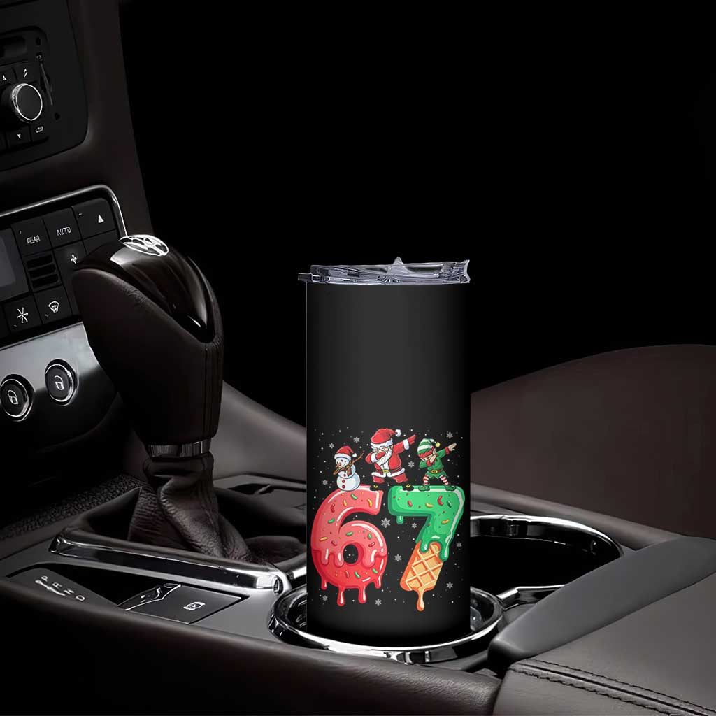 67 Six Seven Christmas Skinny Tumbler Funny Dabbing Santa Elf Friends 6 7 Meme Gen Alpha Slang - Wonder Print Shop