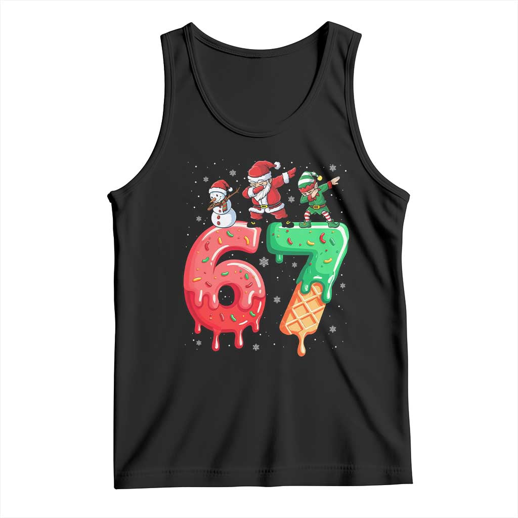67 Six Seven Christmas Tank Top Funny Dabbing Santa Elf Friends 6 7 Meme Gen Alpha Slang - Wonder Print Shop