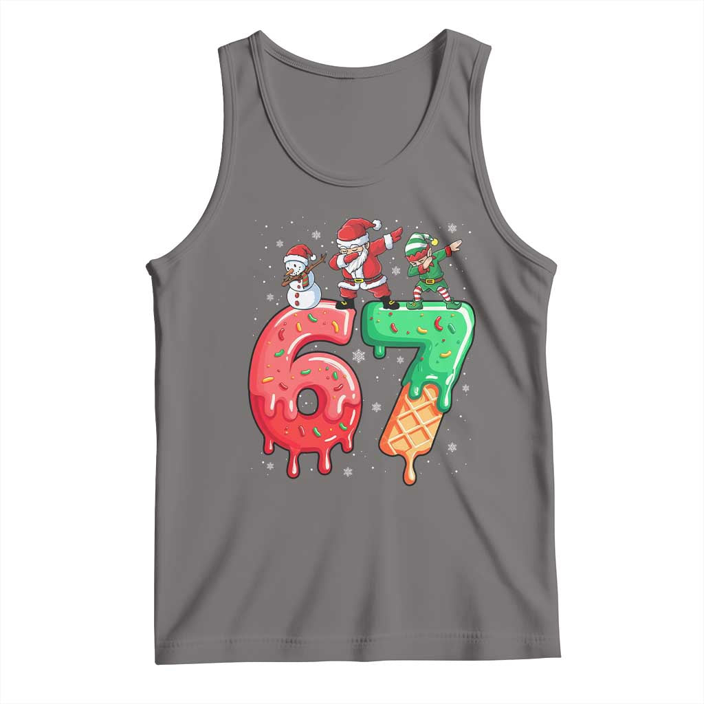 67 Six Seven Christmas Tank Top Funny Dabbing Santa Elf Friends 6 7 Meme Gen Alpha Slang - Wonder Print Shop