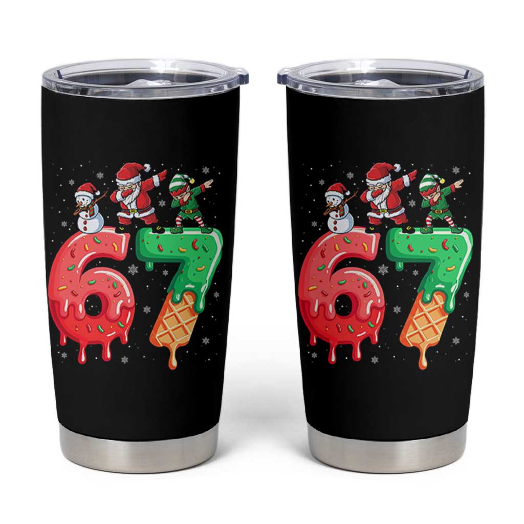67 Six Seven Christmas Tumbler Cup Funny Dabbing Santa Elf Friends 6 7 Meme Gen Alpha Slang - Wonder Print Shop