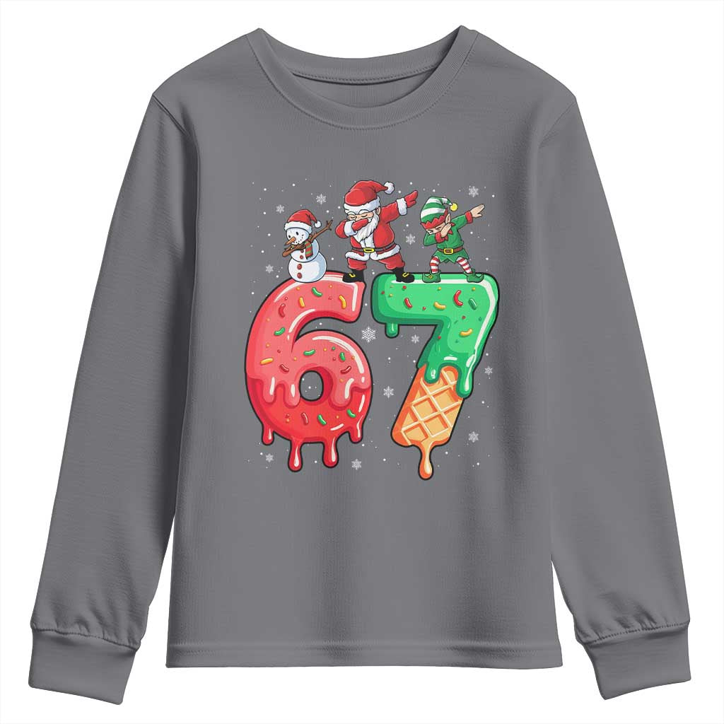67 Six Seven Christmas Youth Sweatshirt Funny Dabbing Santa Elf Friends 6 7 Meme Gen Alpha Slang - Wonder Print Shop