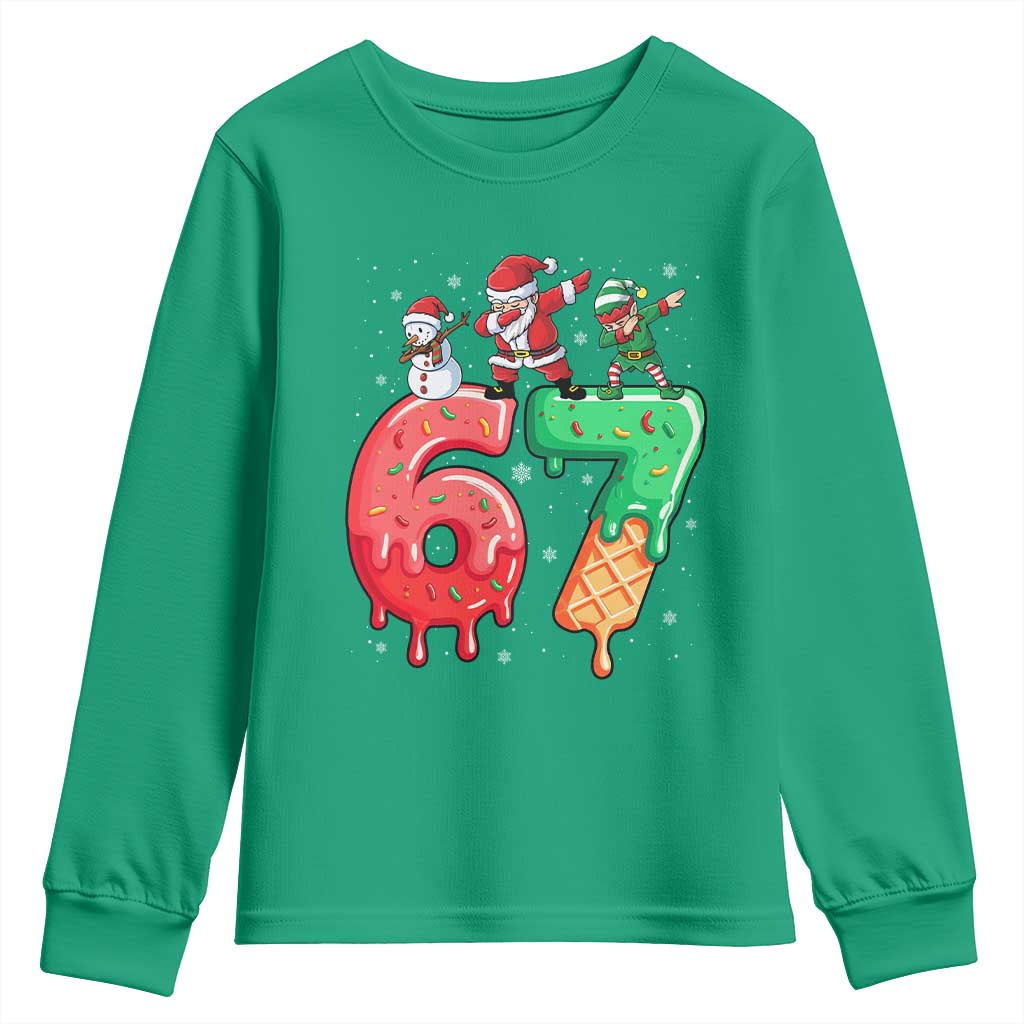 67 Six Seven Christmas Youth Sweatshirt Funny Dabbing Santa Elf Friends 6 7 Meme Gen Alpha Slang - Wonder Print Shop