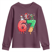 67 Six Seven Christmas Youth Sweatshirt Funny Dabbing Santa Elf Friends 6 7 Meme Gen Alpha Slang - Wonder Print Shop