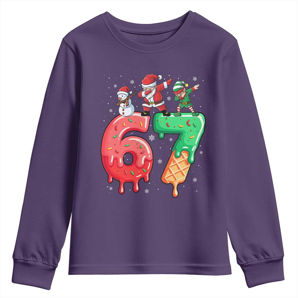 67 Six Seven Christmas Youth Sweatshirt Funny Dabbing Santa Elf Friends 6 7 Meme Gen Alpha Slang - Wonder Print Shop