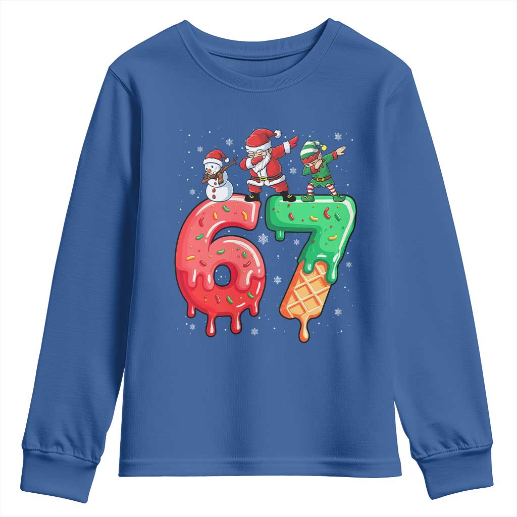 67 Six Seven Christmas Youth Sweatshirt Funny Dabbing Santa Elf Friends 6 7 Meme Gen Alpha Slang - Wonder Print Shop