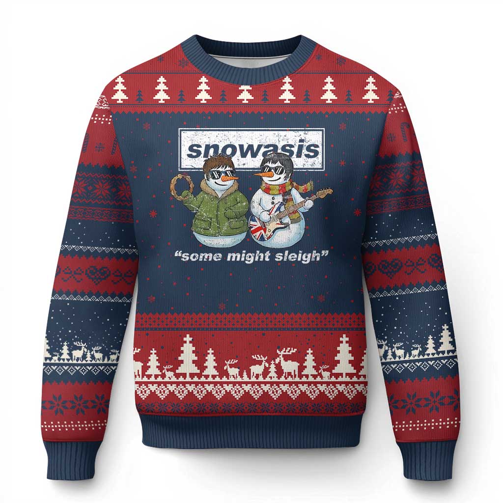 Snowasis Some Might Sleigh Xmas Ugly Christmas Sweater Funny Music Lovers Snowman Singers Band - Wonder Print Shop