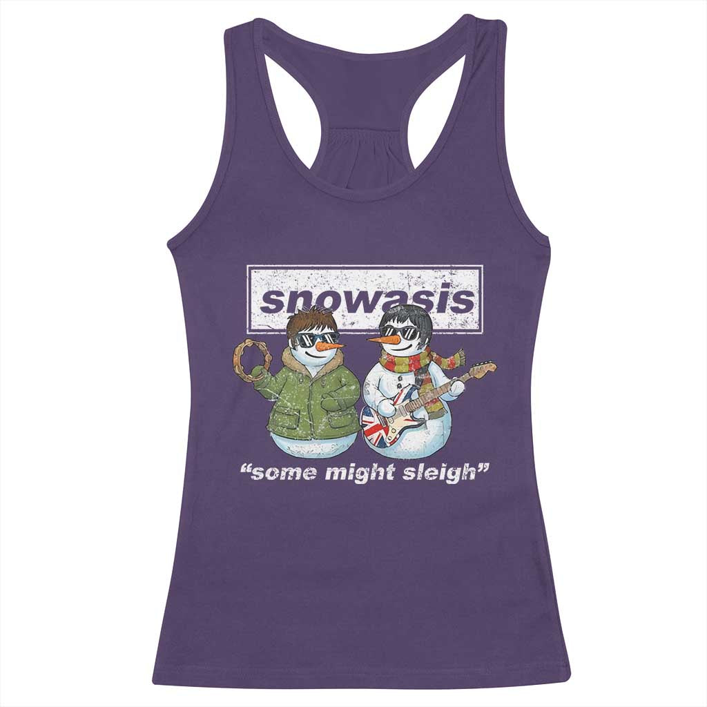 Snowasis Some Might Sleigh Christmas Racerback Tank Top Funny Music Lovers Snowman Singers Band - Wonder Print Shop