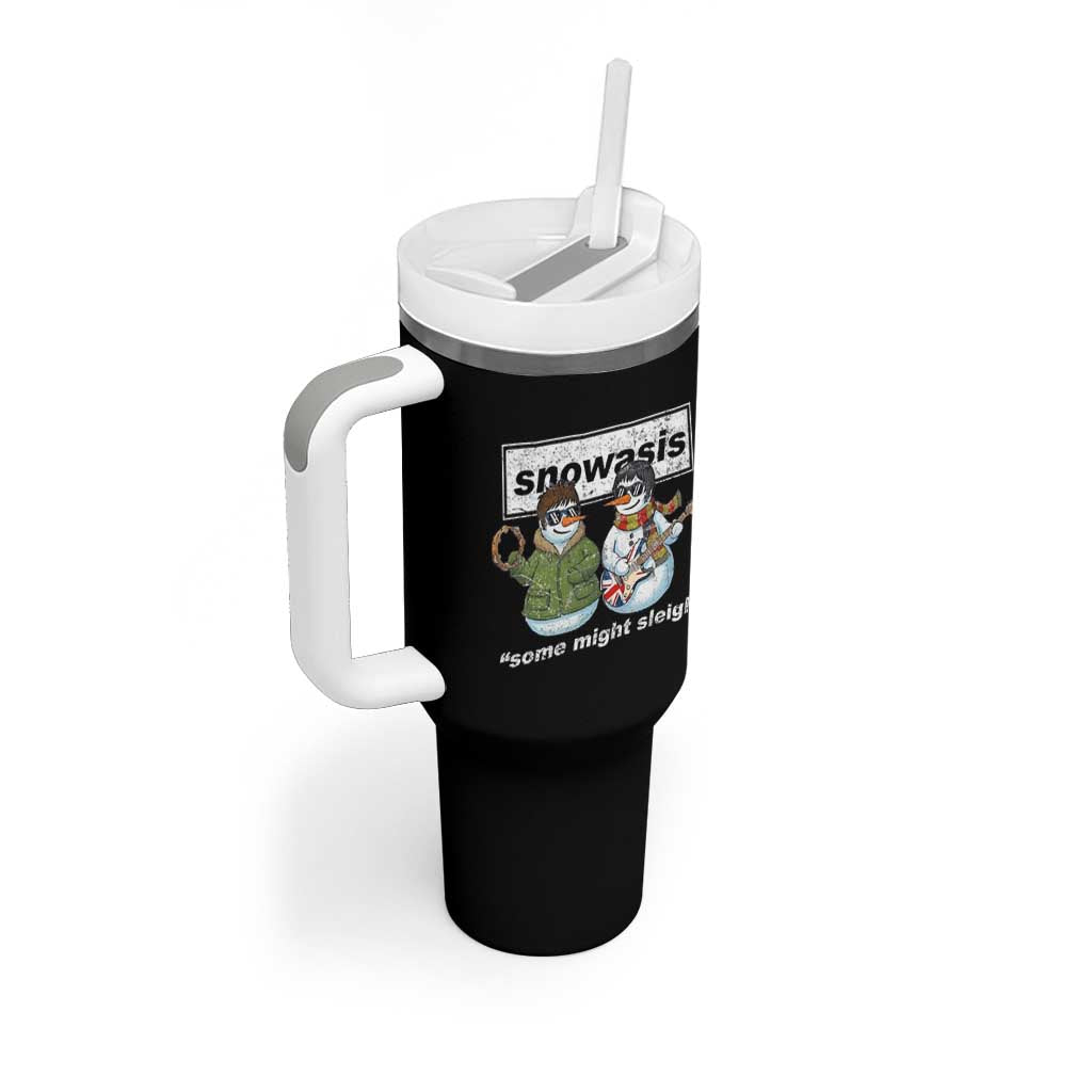 Snowasis Some Might Sleigh Christmas Tumbler With Handle Funny Music Lovers Snowman Singers Band - Wonder Print Shop