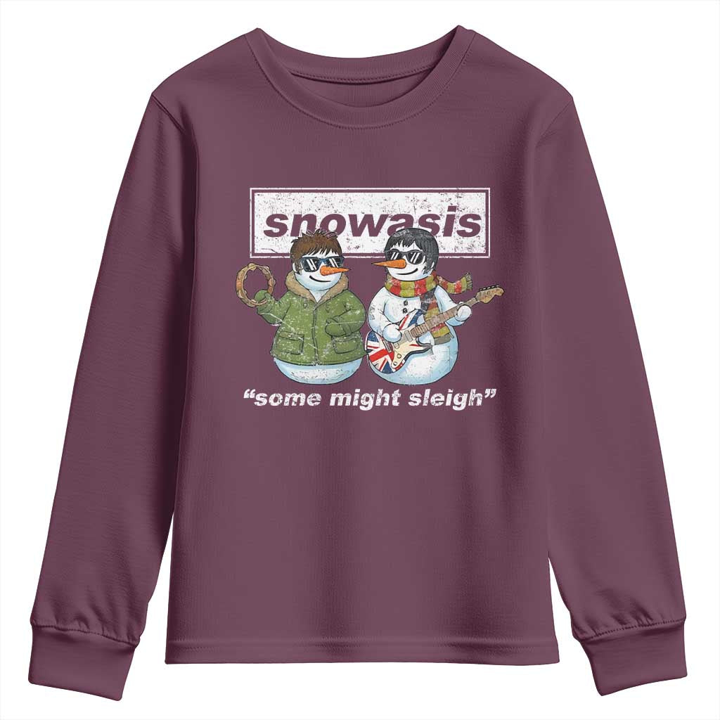 Snowasis Some Might Sleigh Christmas Youth Sweatshirt Funny Music Lovers Snowman Singers Band - undefined