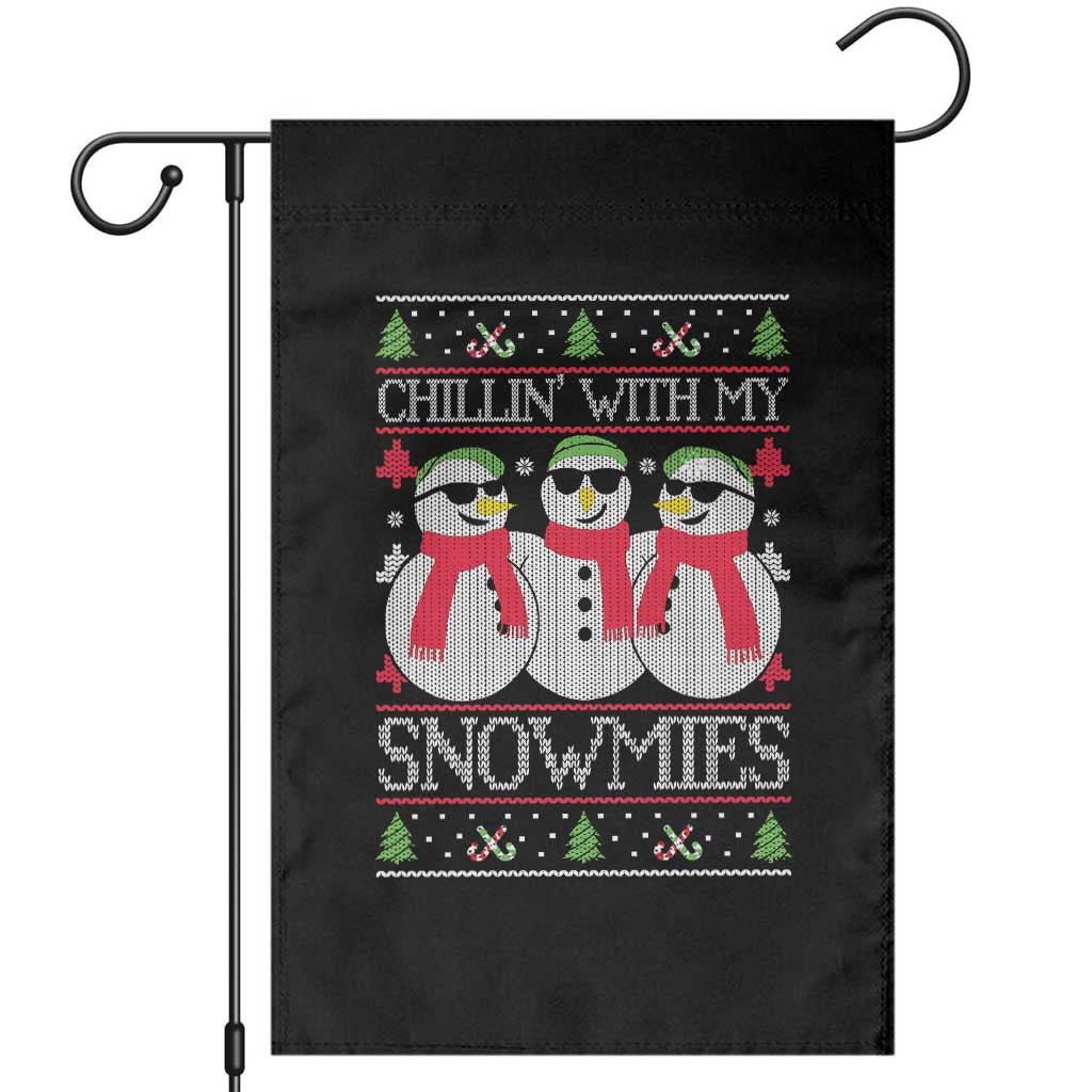 Chillin With My Snowmies Garden Flag Funny Snowman Christmas Kids Boys Ugly Xmas - Wonder Print Shop