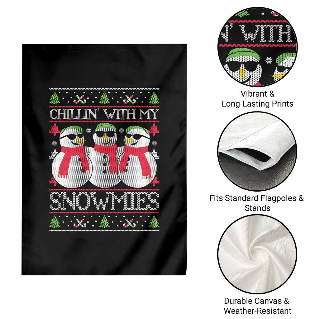 Chillin With My Snowmies Garden Flag Funny Snowman Christmas Kids Boys Ugly Xmas - Wonder Print Shop