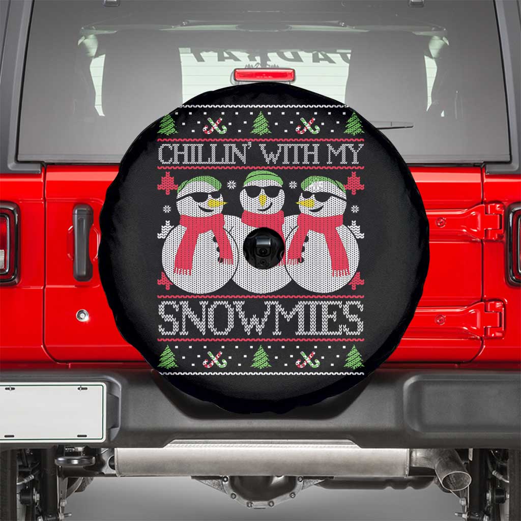 Chillin With My Snowmies Spare Tire Cover Funny Snowman Christmas Kids Boys Ugly Xmas - Wonder Print Shop