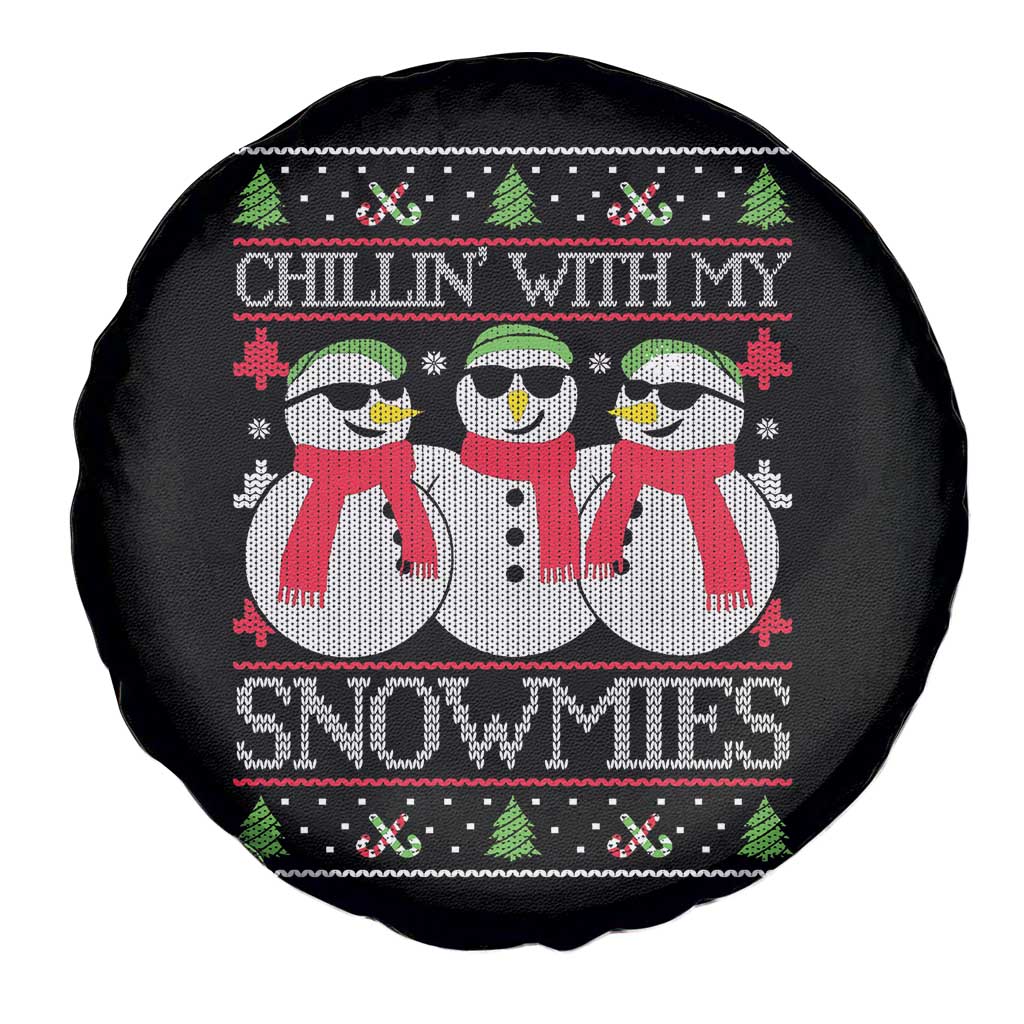 Chillin With My Snowmies Spare Tire Cover Funny Snowman Christmas Kids Boys Ugly Xmas - Wonder Print Shop