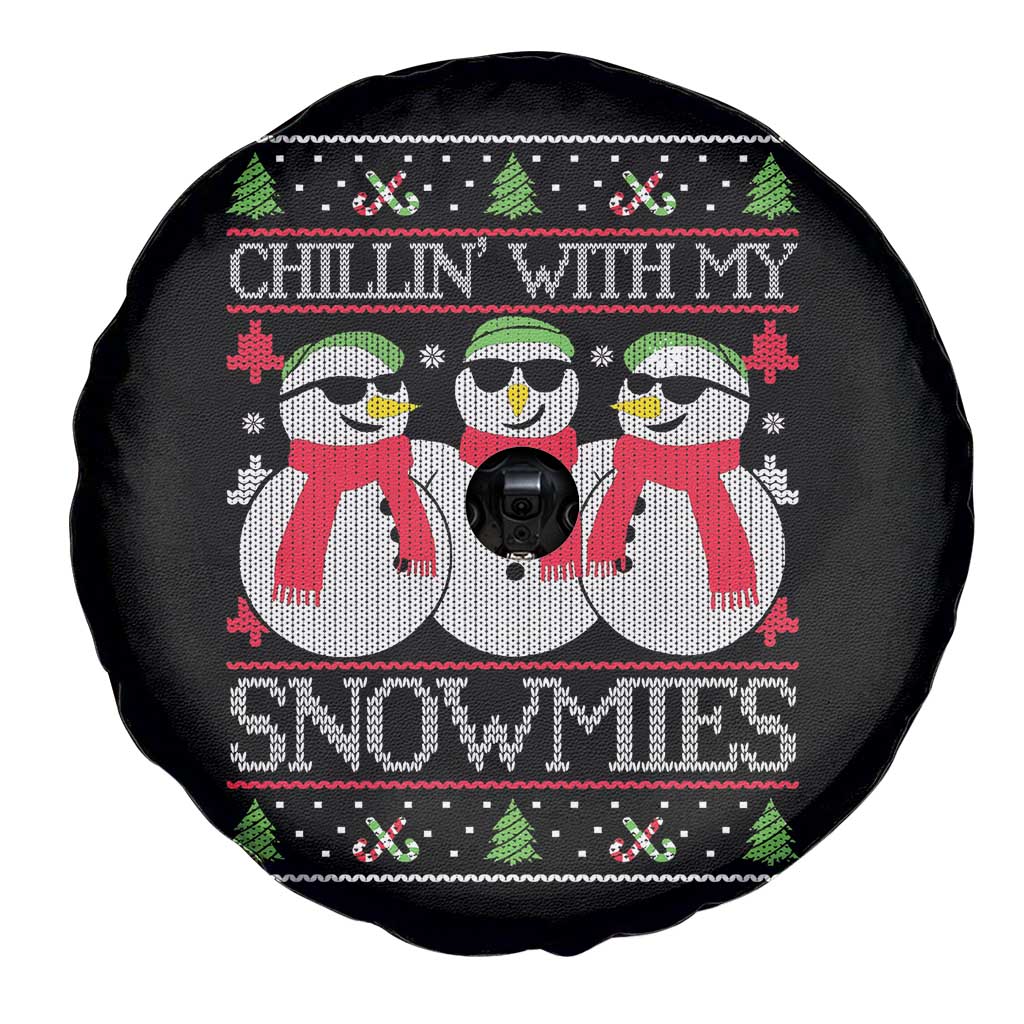Chillin With My Snowmies Spare Tire Cover Funny Snowman Christmas Kids Boys Ugly Xmas - Wonder Print Shop
