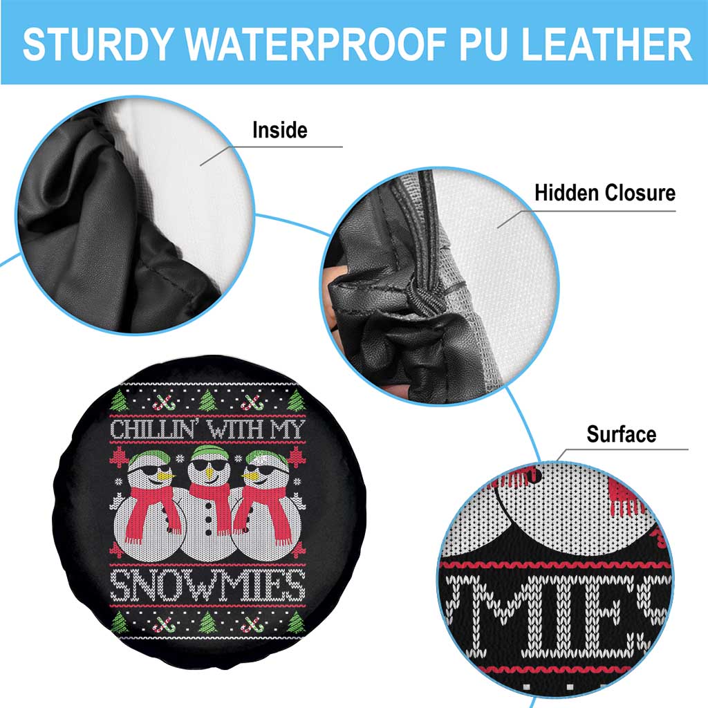 Chillin With My Snowmies Spare Tire Cover Funny Snowman Christmas Kids Boys Ugly Xmas - Wonder Print Shop