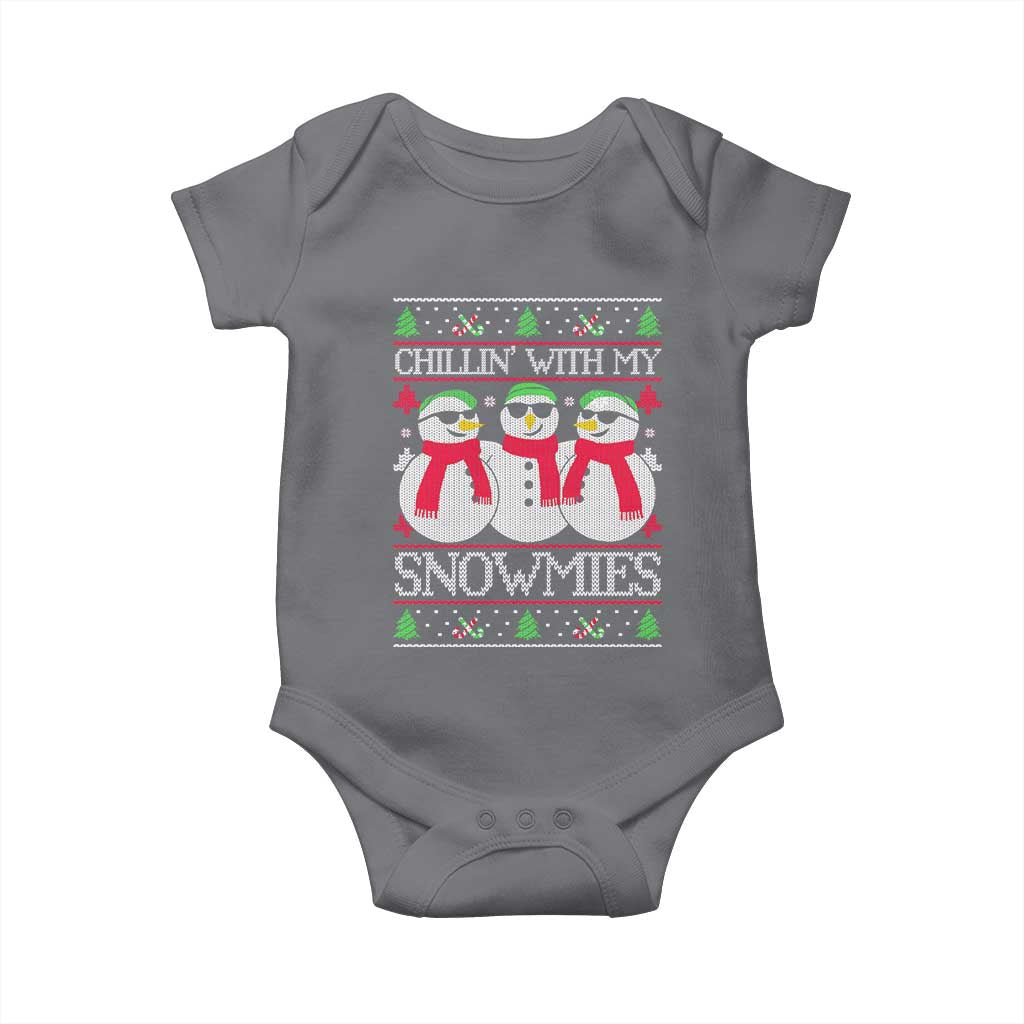 Chillin With My Snowmies Baby Onesie Funny Snowman Christmas Kids Boys Ugly Xmas - Wonder Print Shop