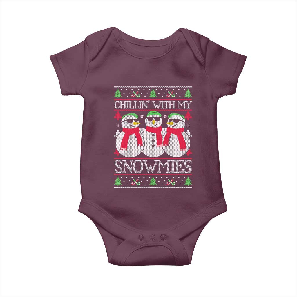 Chillin With My Snowmies Baby Onesie Funny Snowman Christmas Kids Boys Ugly Xmas - Wonder Print Shop
