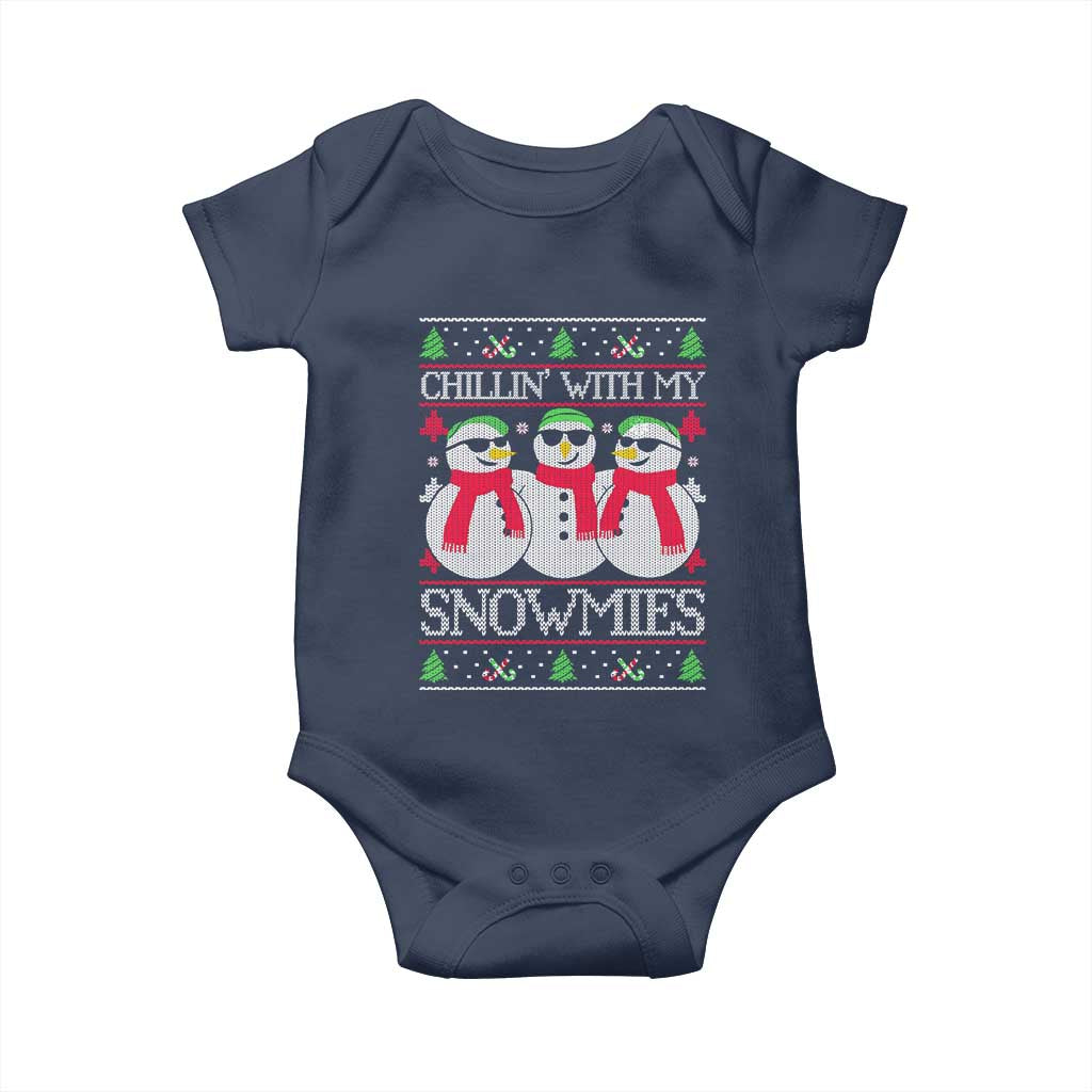 Chillin With My Snowmies Baby Onesie Funny Snowman Christmas Kids Boys Ugly Xmas - Wonder Print Shop