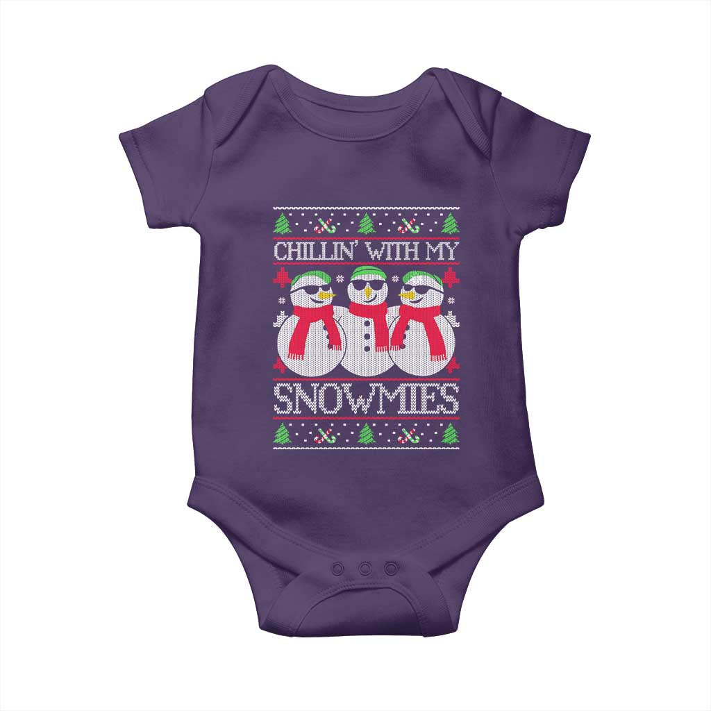 Chillin With My Snowmies Baby Onesie Funny Snowman Christmas Kids Boys Ugly Xmas - Wonder Print Shop