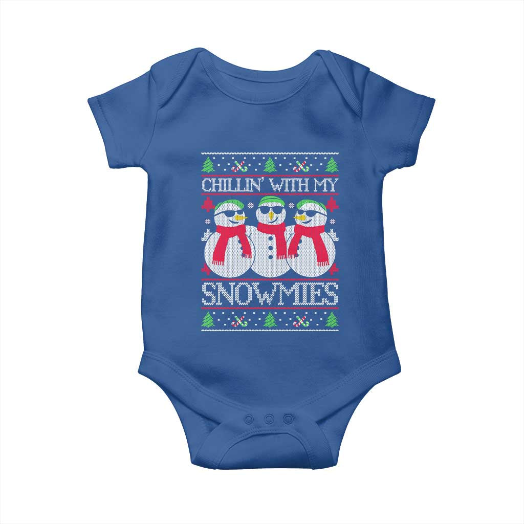 Chillin With My Snowmies Baby Onesie Funny Snowman Christmas Kids Boys Ugly Xmas - Wonder Print Shop