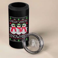 Chillin With My Snowmies 4 in 1 Can Cooler Tumbler Funny Snowman Christmas Kids Boys Ugly Xmas - Wonder Print Shop
