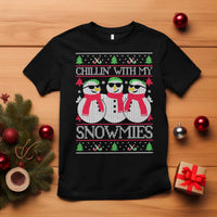 Chillin With My Snowmies T Shirt Funny Snowman Christmas Kids Boys Ugly Xmas - Wonder Print Shop