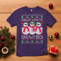 Chillin With My Snowmies T Shirt Funny Snowman Christmas Kids Boys Ugly Xmas - Wonder Print Shop