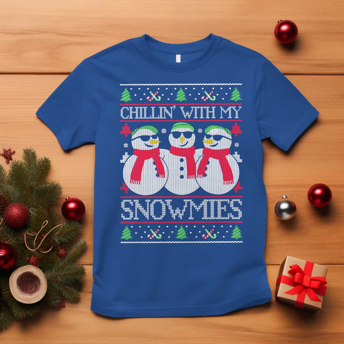 Chillin With My Snowmies T Shirt Funny Snowman Christmas Kids Boys Ugly Xmas - Wonder Print Shop