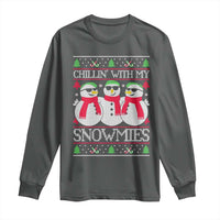 Chillin With My Snowmies Long Sleeve Shirt Funny Snowman Christmas Kids Boys Ugly Xmas - Wonder Print Shop