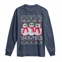 Chillin With My Snowmies Long Sleeve Shirt Funny Snowman Christmas Kids Boys Ugly Xmas - Wonder Print Shop
