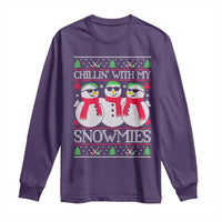 Chillin With My Snowmies Long Sleeve Shirt Funny Snowman Christmas Kids Boys Ugly Xmas - Wonder Print Shop
