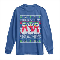 Chillin With My Snowmies Long Sleeve Shirt Funny Snowman Christmas Kids Boys Ugly Xmas - Wonder Print Shop