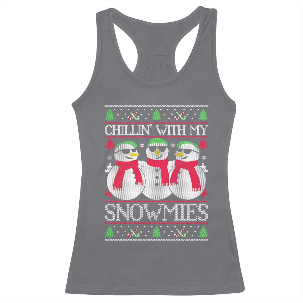 Chillin With My Snowmies Racerback Tank Top Funny Snowman Christmas Kids Boys Ugly Xmas - Wonder Print Shop