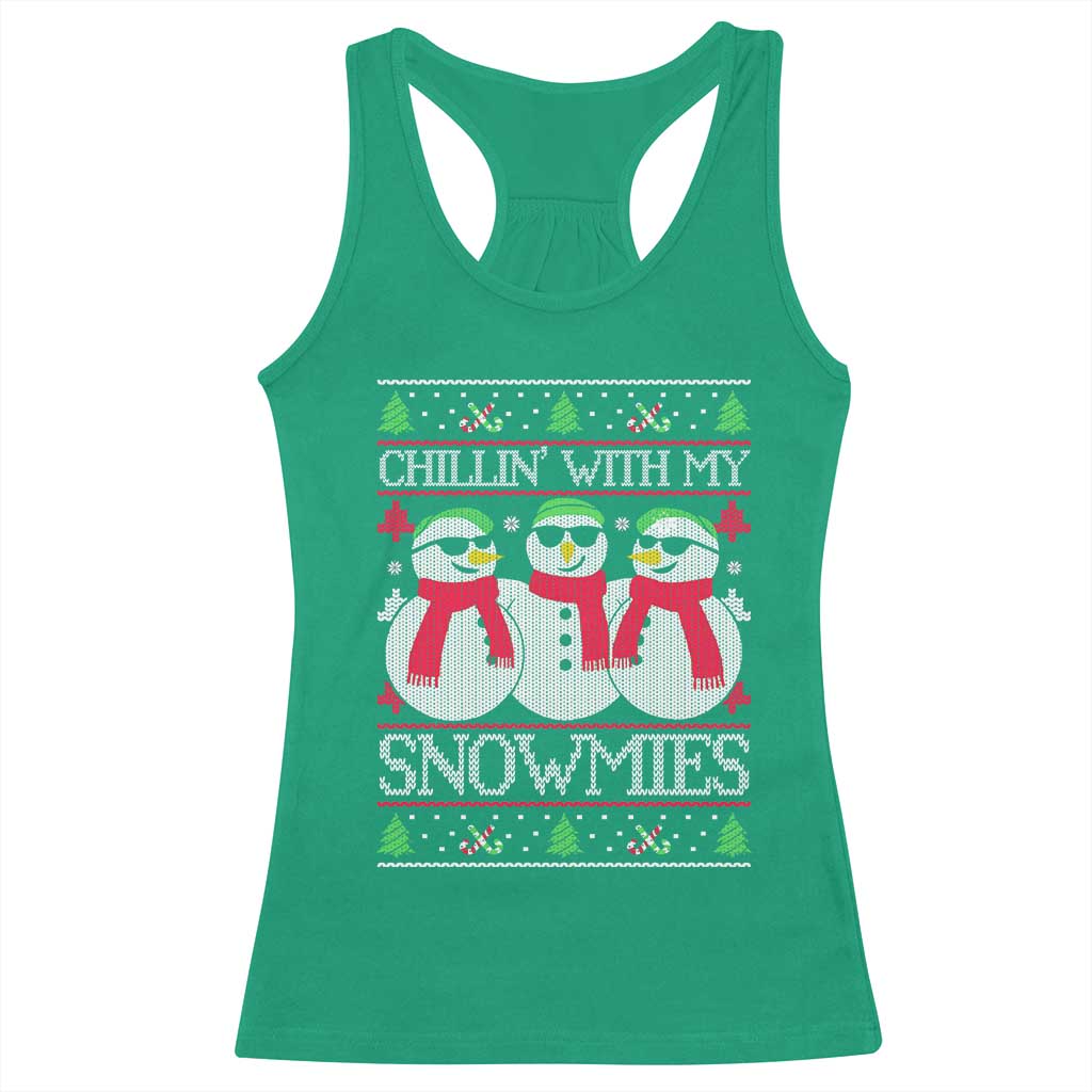 Chillin With My Snowmies Racerback Tank Top Funny Snowman Christmas Kids Boys Ugly Xmas - Wonder Print Shop