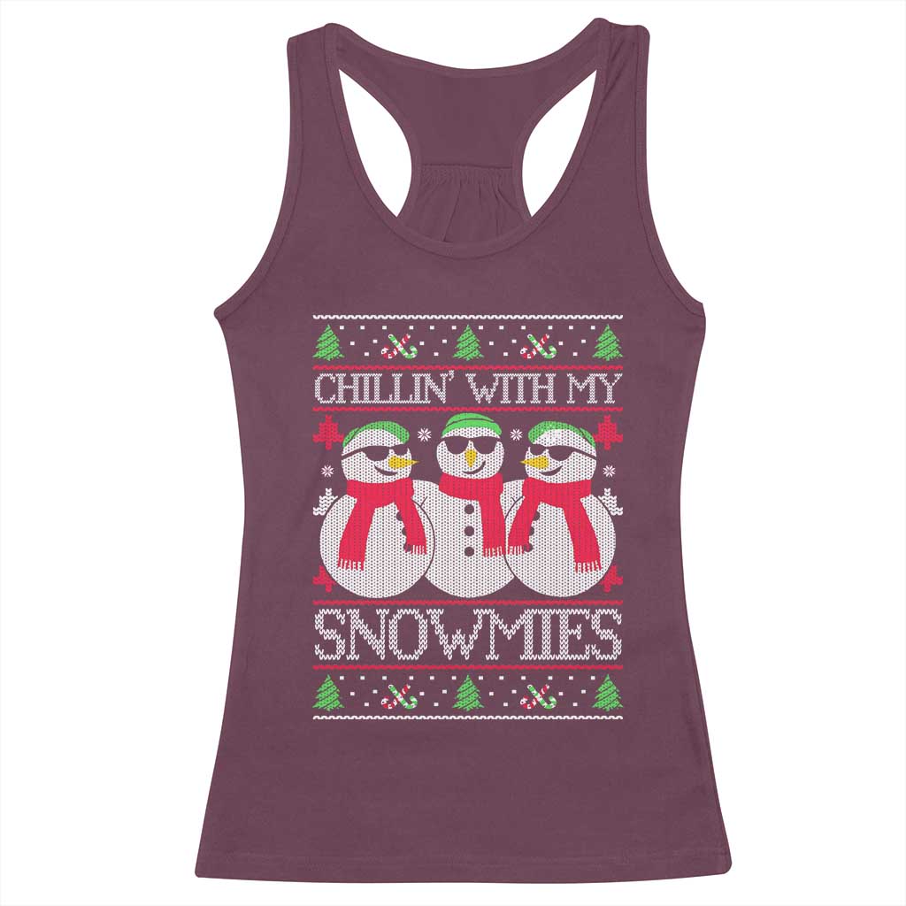 Chillin With My Snowmies Racerback Tank Top Funny Snowman Christmas Kids Boys Ugly Xmas - Wonder Print Shop