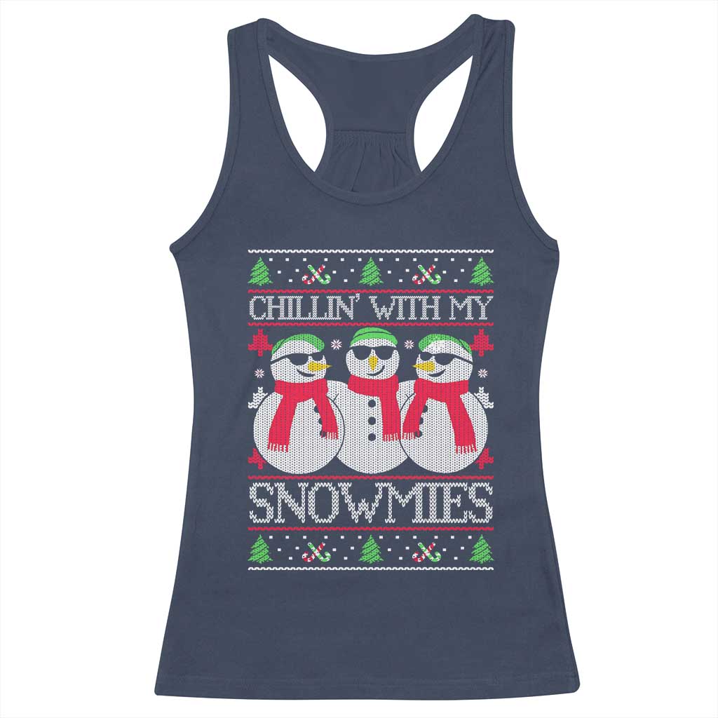 Chillin With My Snowmies Racerback Tank Top Funny Snowman Christmas Kids Boys Ugly Xmas - Wonder Print Shop